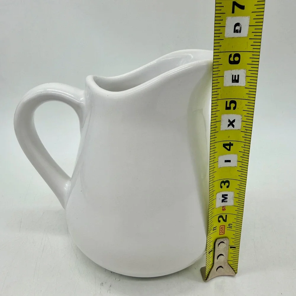 White Ceramic Pitcher Creamer Gravy Boat Farmhouse Style Kitchenware Excellent